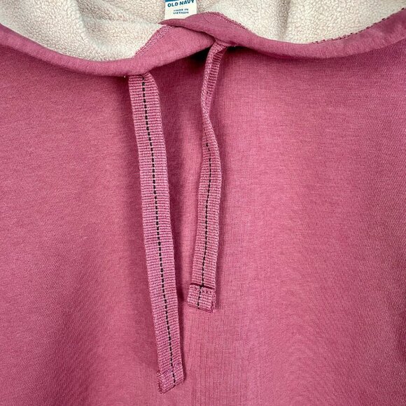 NWT Old Navy Fleece-Lined Hoodie Sweatshirt Rose Boxy Cropped Pullover Womens L - Picture 6 of 16